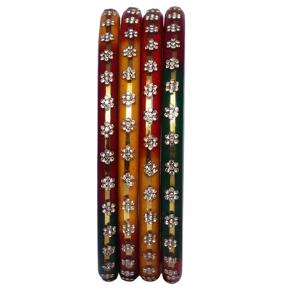 Classic Rajasthani Lac Bangles with Sparkling Flower Stones