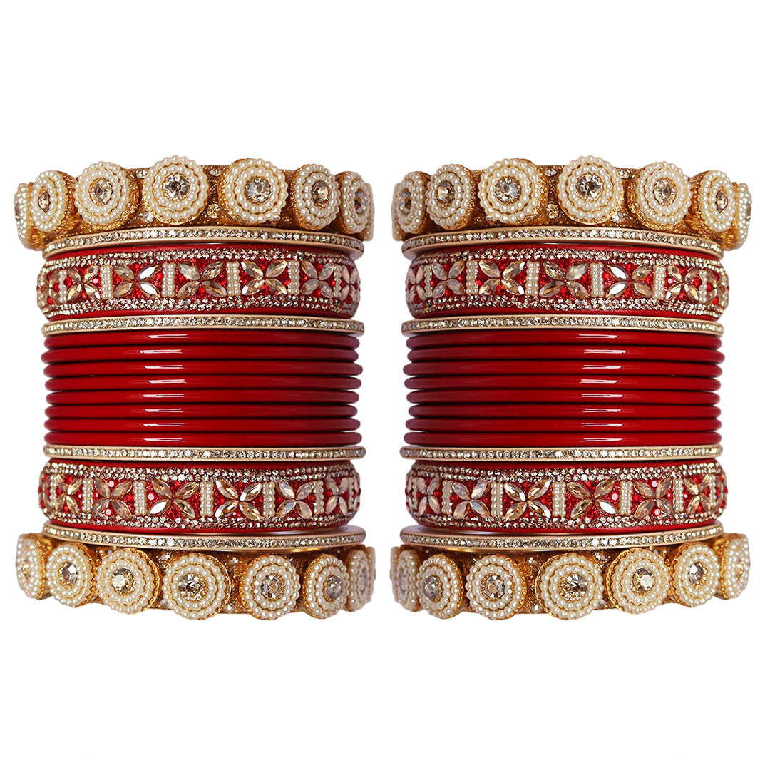 Handmade Rakhi Special Lac Bangles with Kundan Stone Work