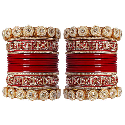Handmade Rakhi Special Lac Bangles with Kundan Stone Work