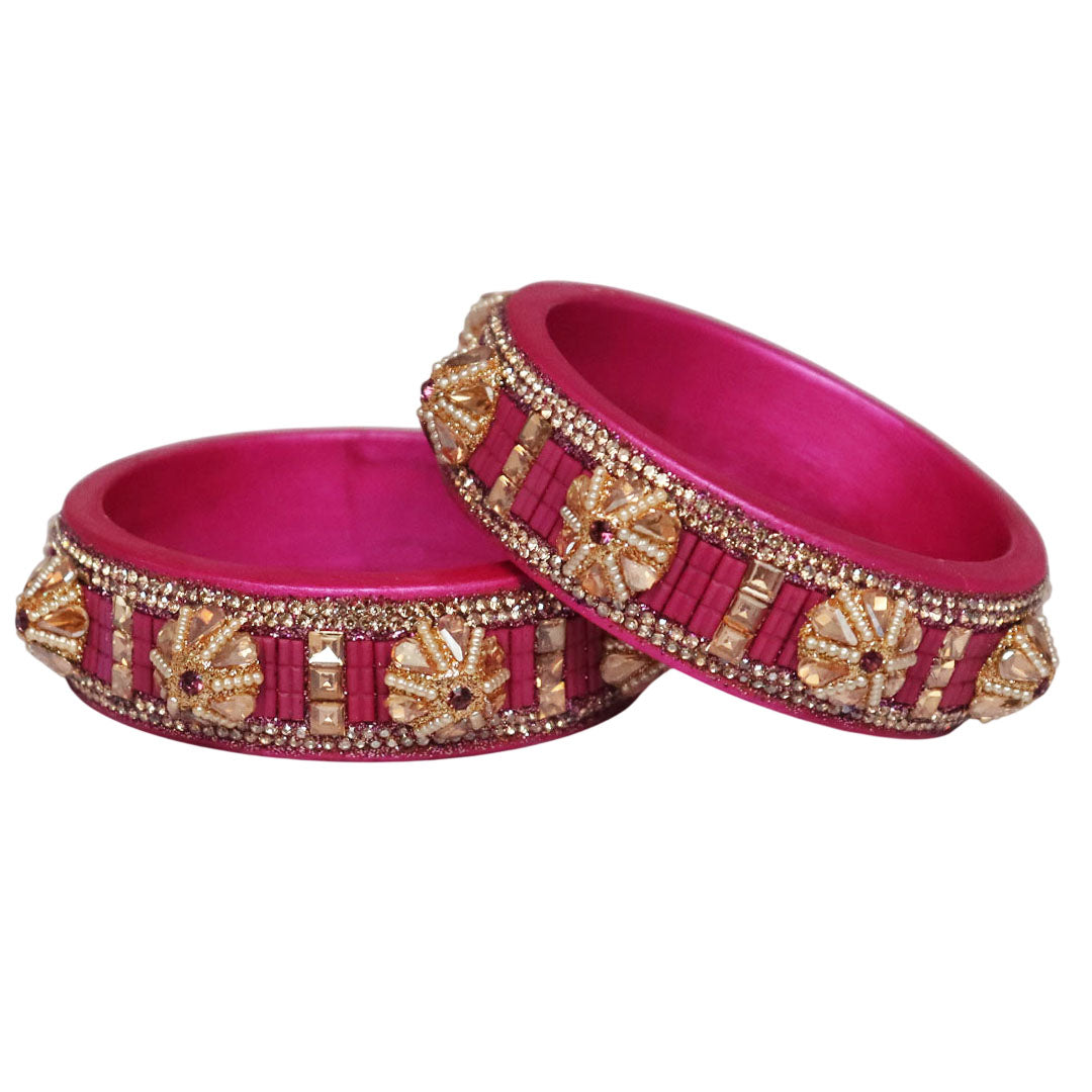 Jaipuri Lac Bangles Kundan Pearl Rhinestone Designer Kada