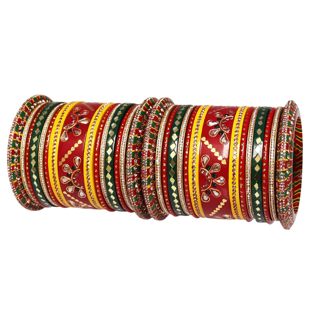 Karwa Chauth Traditional Bangles Set With Latest Kundan-Mirror Design