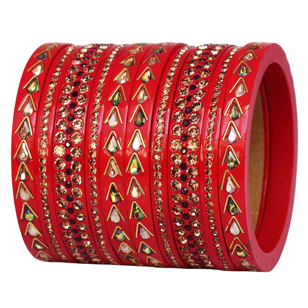 Jaipuri Lac Bangles with Kundan & Artificial Stone Design