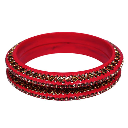 Traditional Kundan Lac Bangadi Bangles (Pack of 2)
