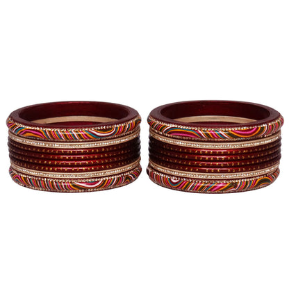 Stylish Rajasthani Lac Short Bangles Set with Lahariya & Boond Design