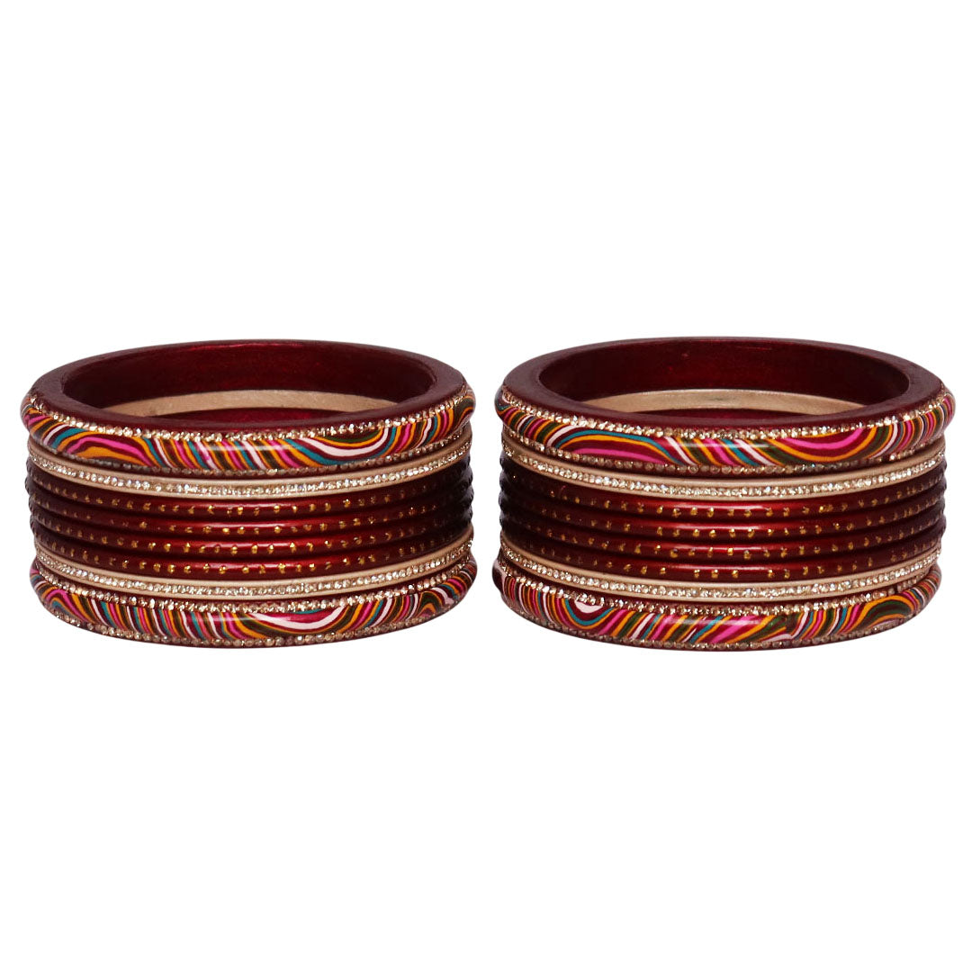 Stylish Rajasthani Lac Short Bangles Set with Lahariya & Boond Design