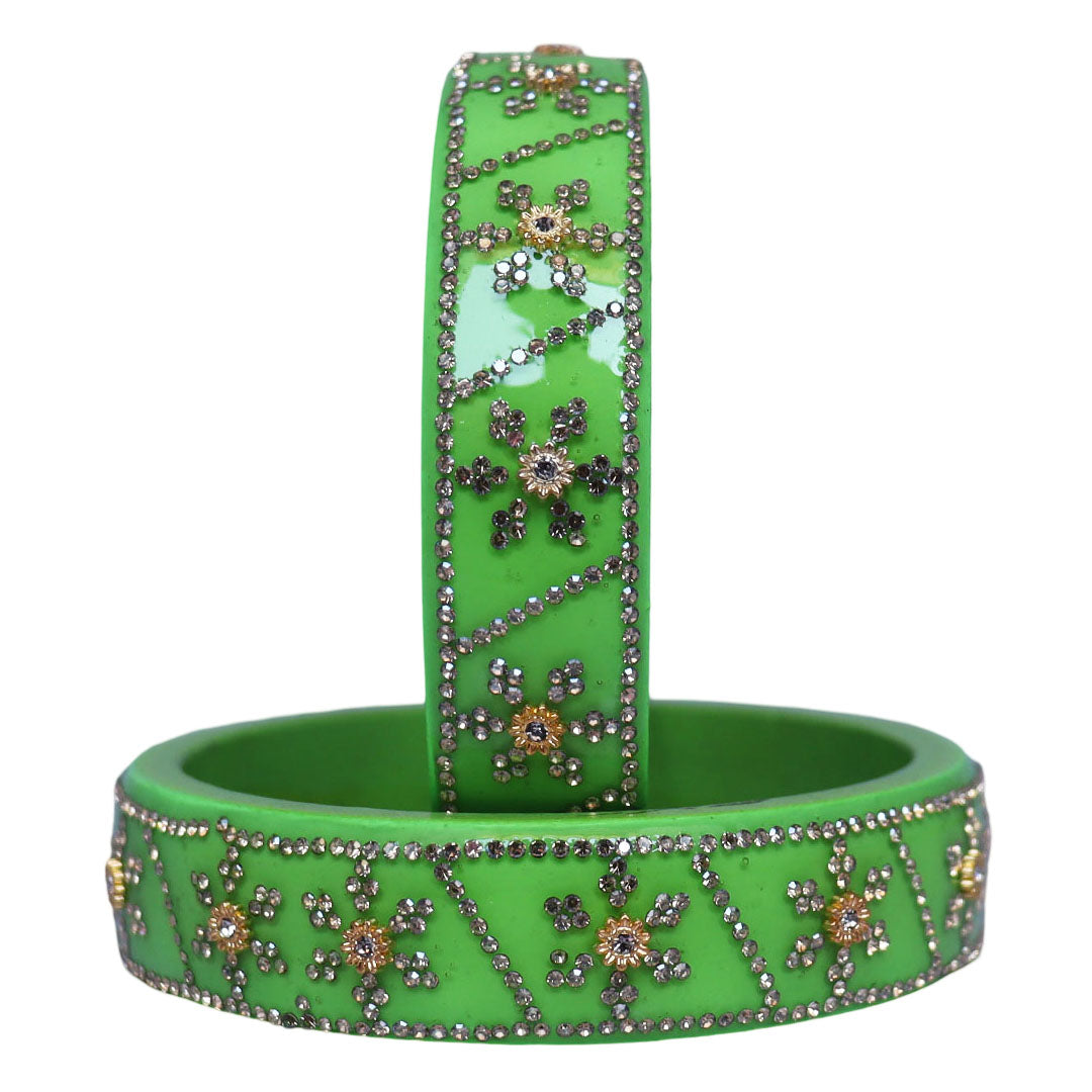 Designer Lac Bangles For Girls in Rhinestones Design