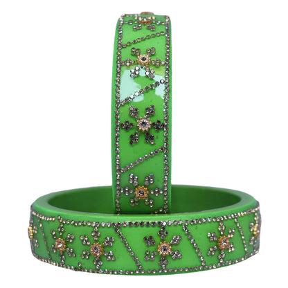 Designer Lac Bangles For Girls in Rhinestones Design