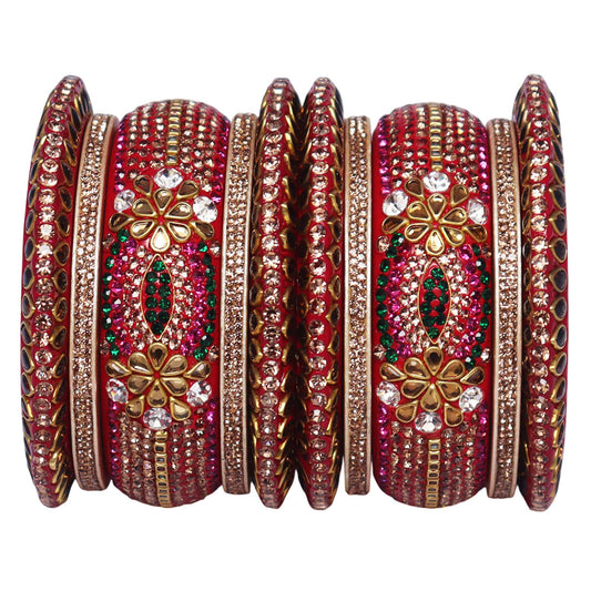 Luxurious Karwa Chauth Special Lac Bangles Set in Kundan-Stones Design