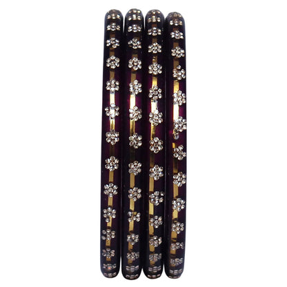 Classic Rajasthani Lac Bangles with Sparkling Flower Stones