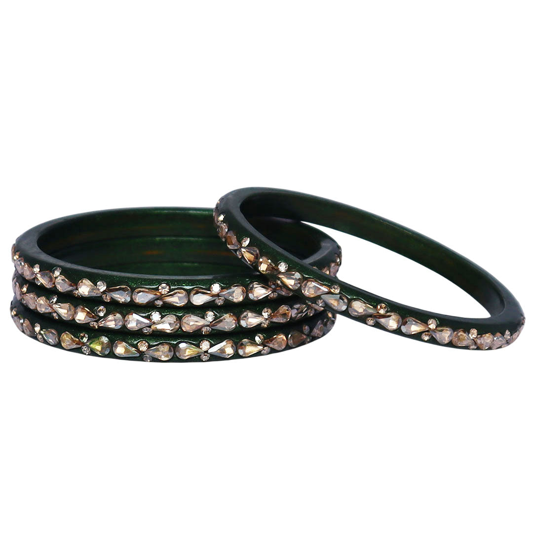 Traditional Stone Studded Lac Bangles For Women's