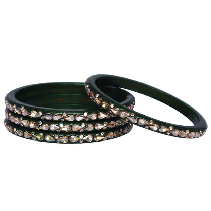 Traditional Stone Studded Lac Bangles For Women's