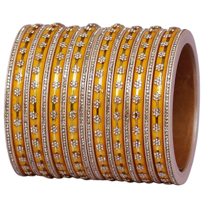 Bridal Rajasthani Lac Bangles Set with Floral Stone Work