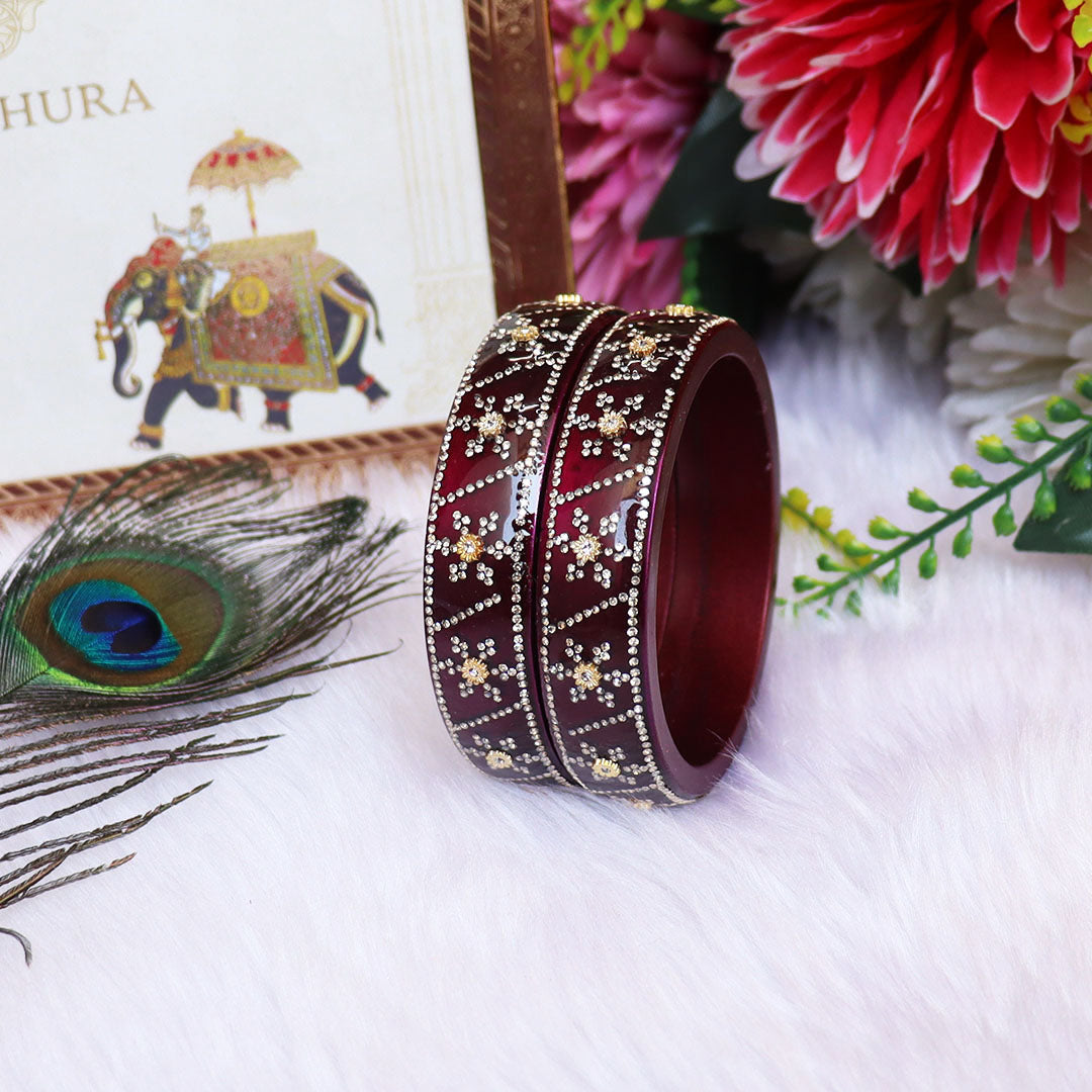 Designer Lac Bangles For Girls in Rhinestones Design