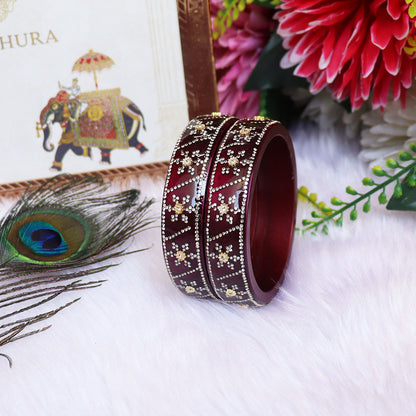 Designer Lac Bangles For Girls in Rhinestones Design
