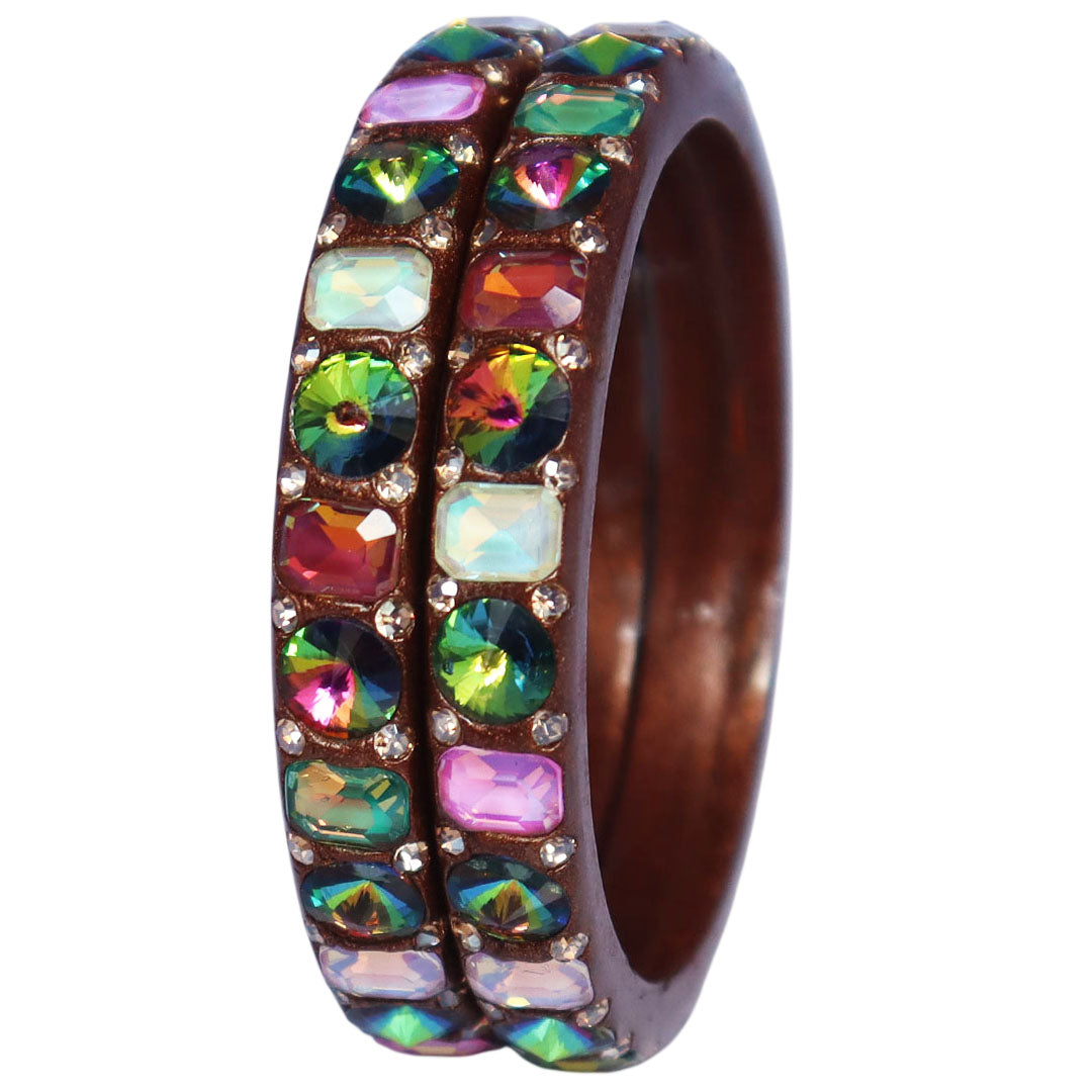 Bridal Traditional Lac Bangles with Multicolor AD Stones | Handmade Rajasthani Bangles