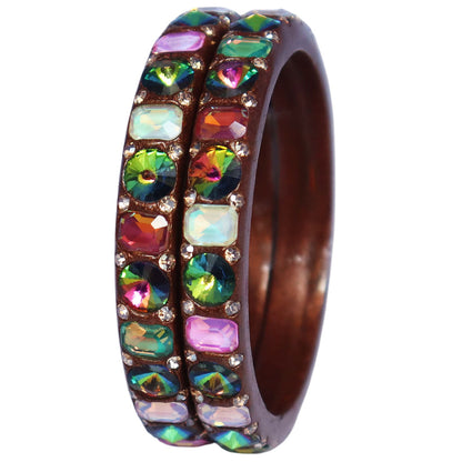 Bridal Traditional Lac Bangles with Multicolor AD Stones | Handmade Rajasthani Bangles