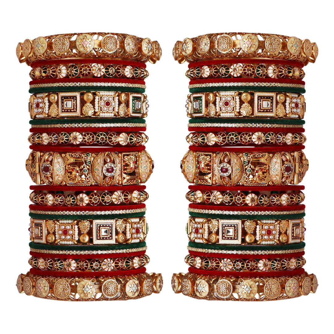 Premium Rajwadi Wedding Chura with Designer Elephant Artwork