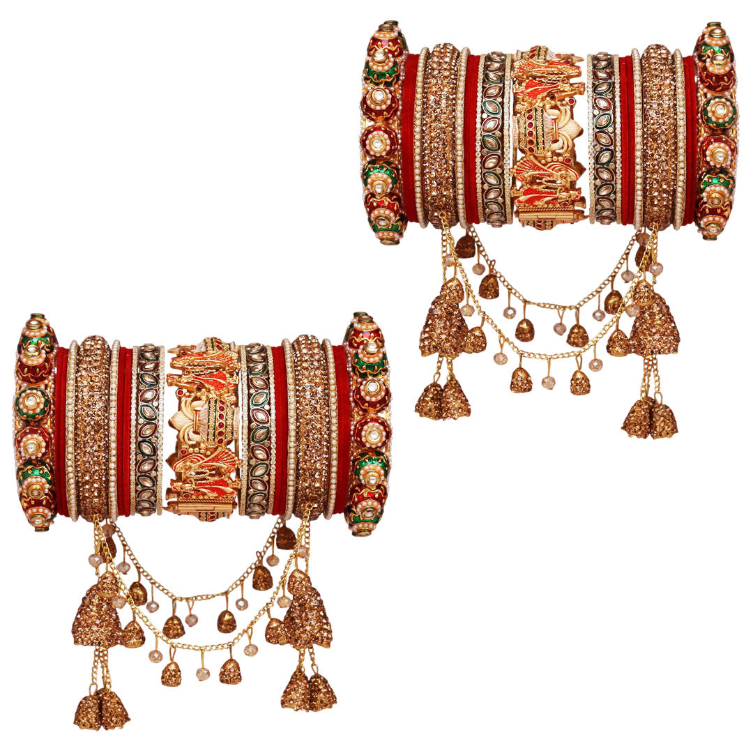 Royal Rajwadi Bridal Bangles with Dulha-Dulhan Kada & Designer Latkan