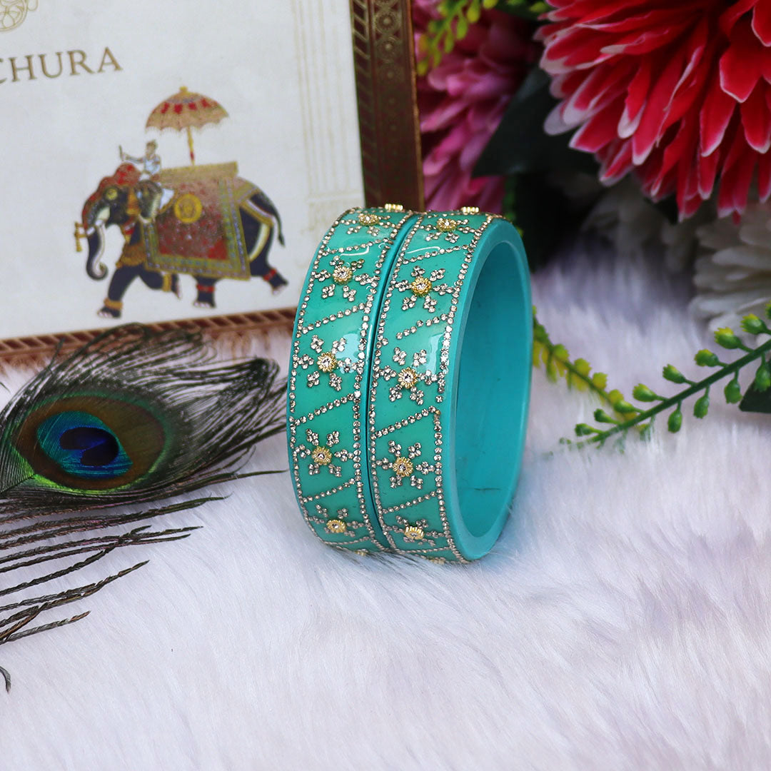 Designer Lac Bangles For Girls in Rhinestones Design