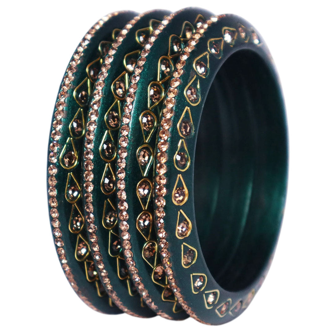 Lac Bangles Premium Rhinestone Bangadi Set for Women
