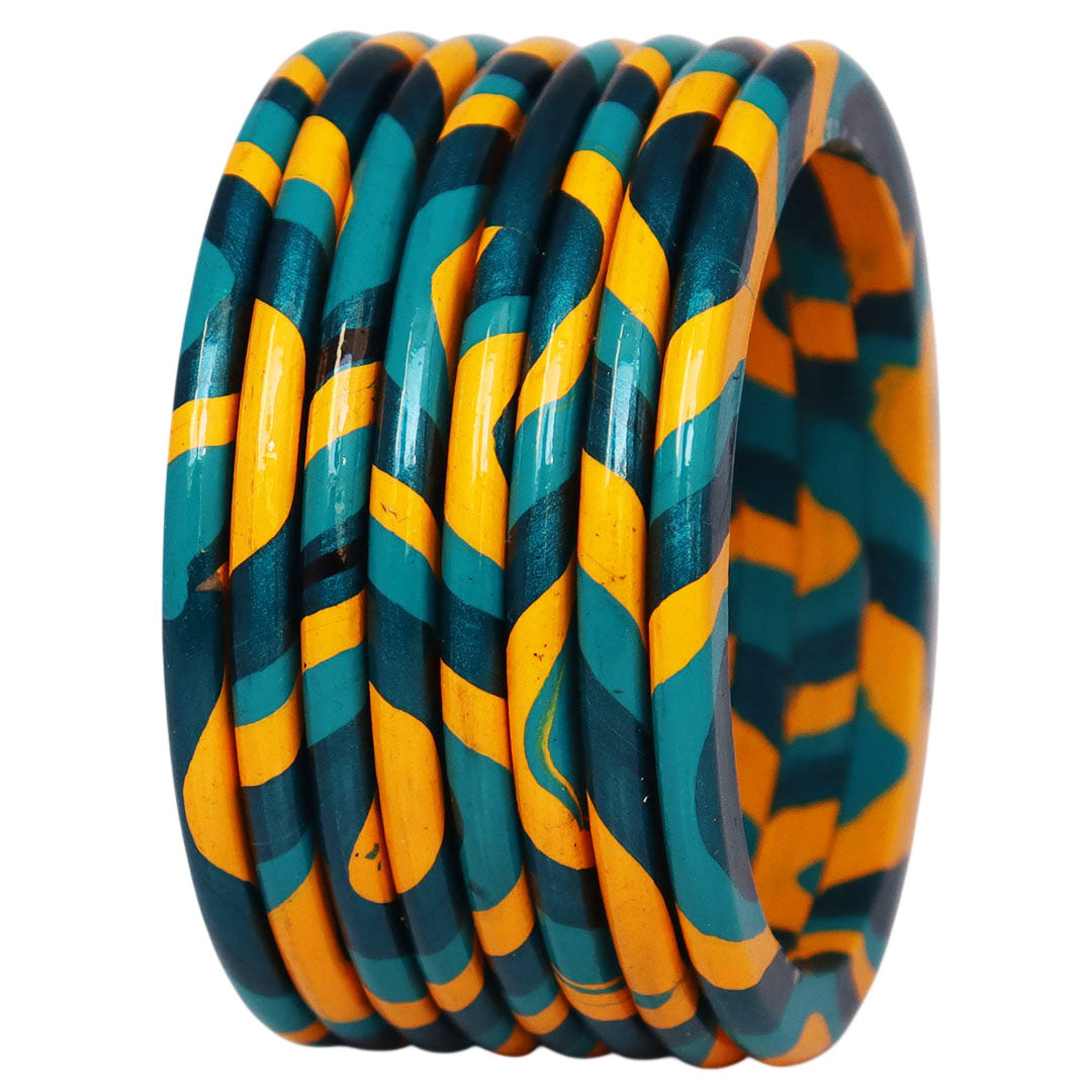Lac Bangles Set Elegant Lahariya Pattern Bangles
