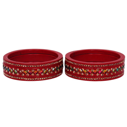 Women's Traditional Lac Bangles Set With Latest Rainbow Kundan Design