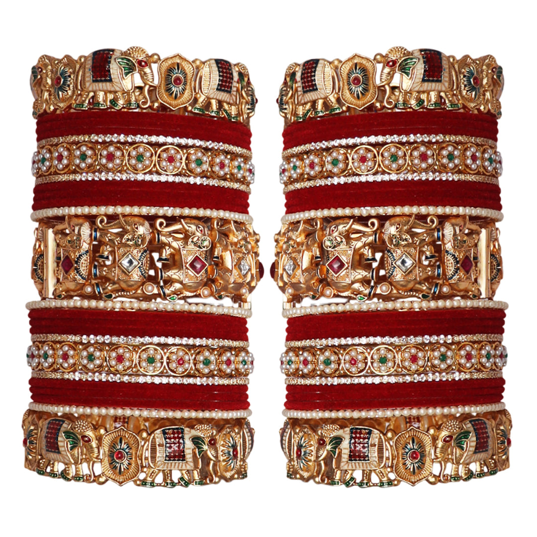 Designer Bridal Bangles Set With Latest Elephant Motifs