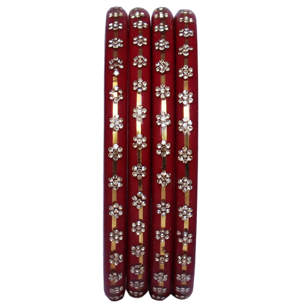 Classic Rajasthani Lac Bangles with Sparkling Flower Stones