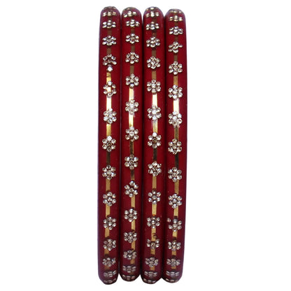 Classic Rajasthani Lac Bangles with Sparkling Flower Stones