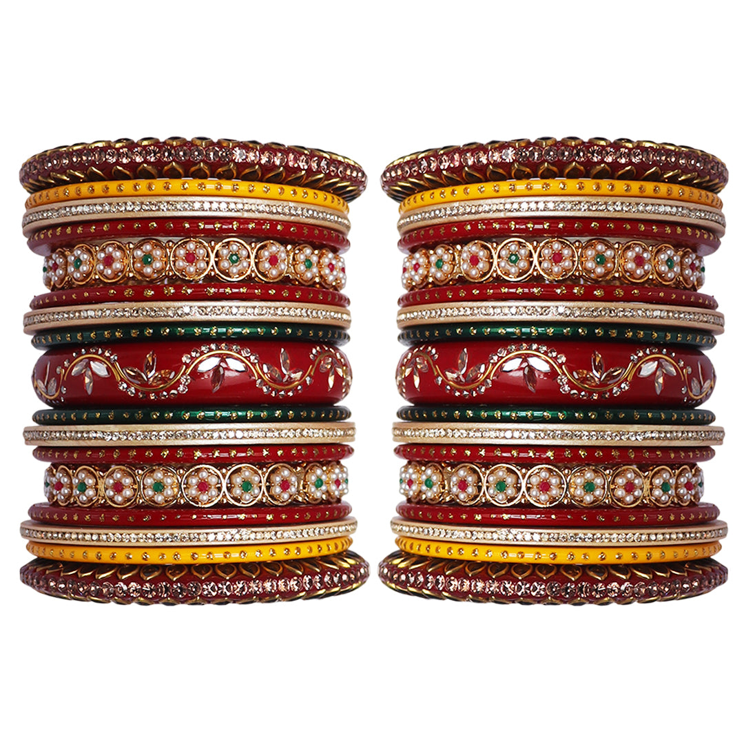 Festival Special Lac Chura Set With Latest Kundan-Rhinestones Design