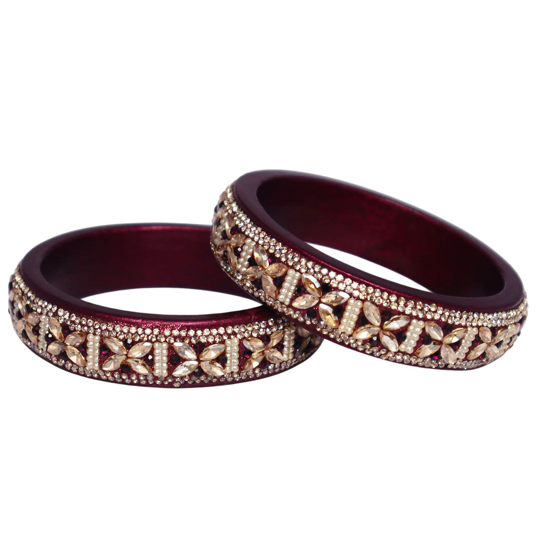 Intricate Kundan Stone Work on Handmade Jaipuri Lac Kada