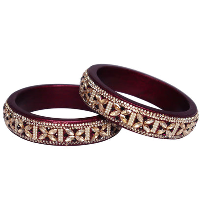 Intricate Kundan Stone Work on Handmade Jaipuri Lac Kada