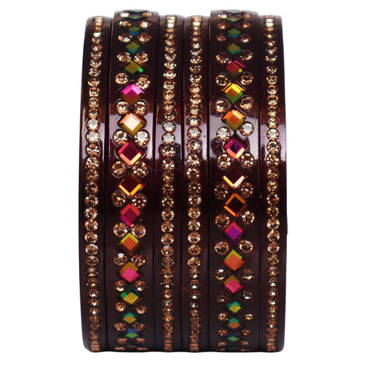 Women's Traditional Lac Bangles Set With Latest Rainbow Kundan Design