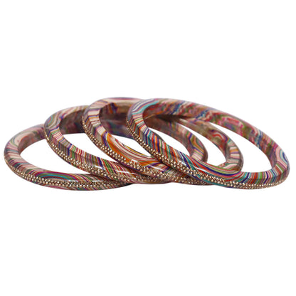 Rajasthani Lahariya Lac Bangles Set with Rhinestone Work by TAJ BRIDAL STORE