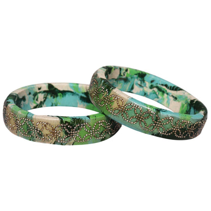 Premium Lac Bangles for Women | Multicolor Marble Finish Rhinestone Traditional Rajasthani Bangles By TAJ BRIDAL STORE