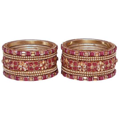 Designer Metal Short Bangles for Wedding with Kundan & Pearl Work
