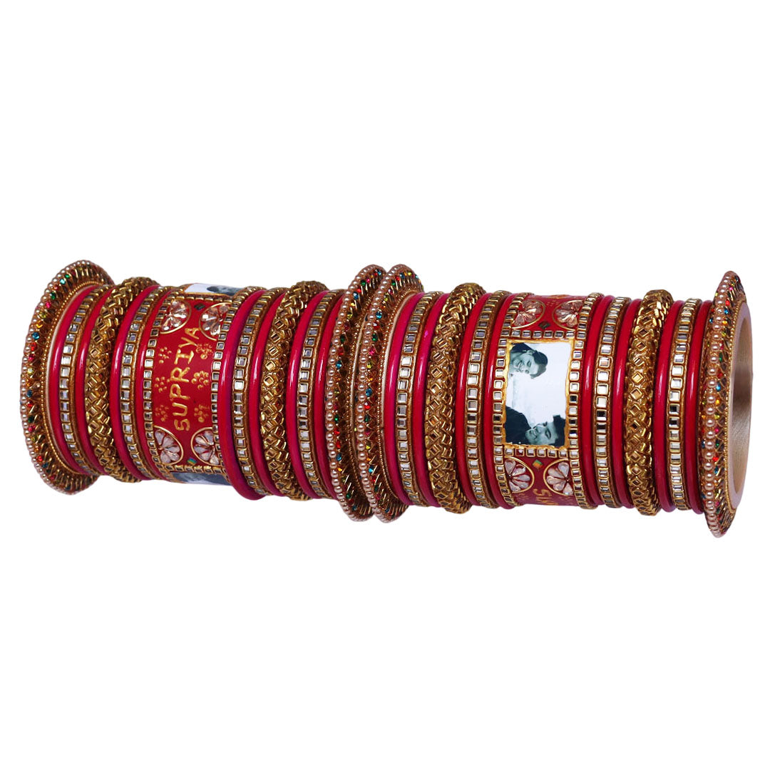 Name and Photo Bangles Set Personalized Wedding Chura Set
