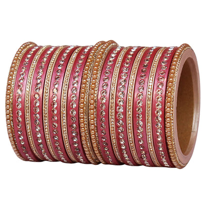 Rajasthani Lac Bangles Set with Rhinestone & Synthetic Beads Work