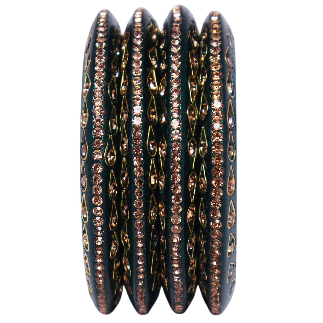 Lac Bangles Premium Rhinestone Bangadi Set for Women