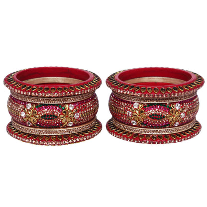 Luxurious Karwa Chauth Special Lac Bangles Set in Kundan-Stones Design