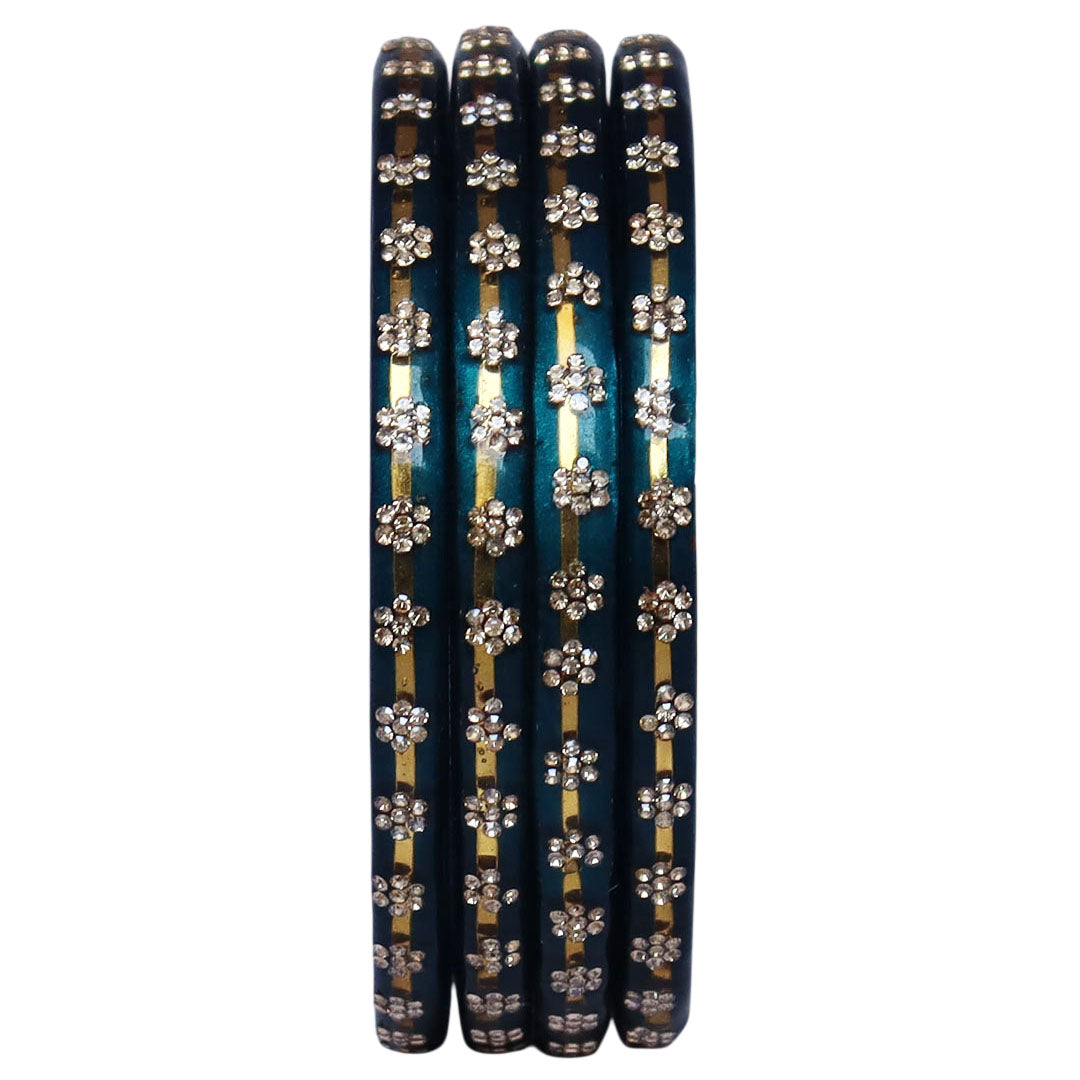 Classic Rajasthani Lac Bangles with Sparkling Flower Stones