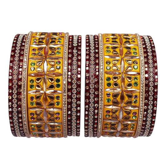 Rakhi Gift for Sister Kundan Design Handmade Lac Bangles