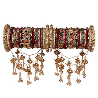 Bridal Rajwadi Premium Gold Plated Chura Set With Beautiful Hanging's