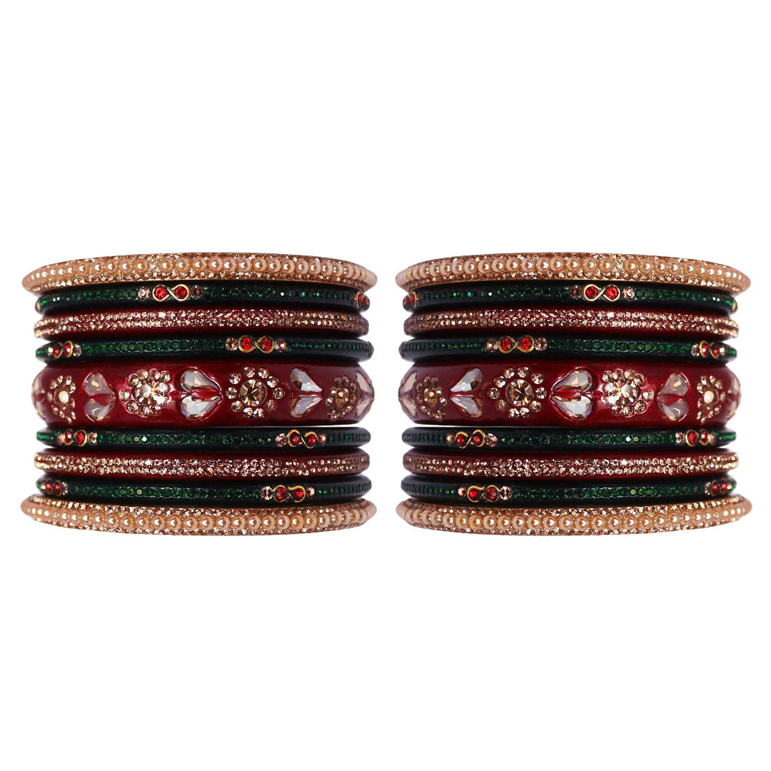Handmade Lac Bangles For Women With Latest Rhinestones Design