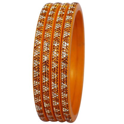 Traditional Lac bangle set of four with sparkling rhinestone embellishment