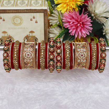Rajwadi Bride’s Gold Plated Bangles Set in Latest Traditional Design
