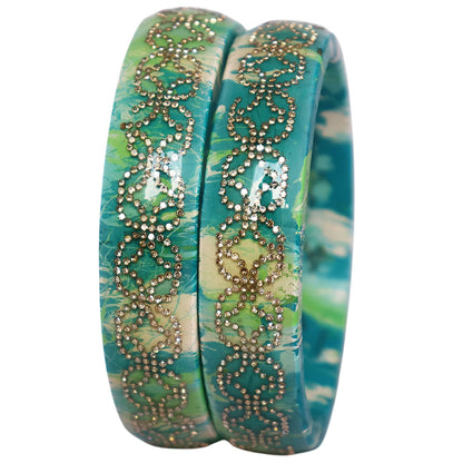 Premium Lac Bangles for Women | Multicolor Marble Finish Rhinestone Traditional Rajasthani Bangles By TAJ BRIDAL STORE