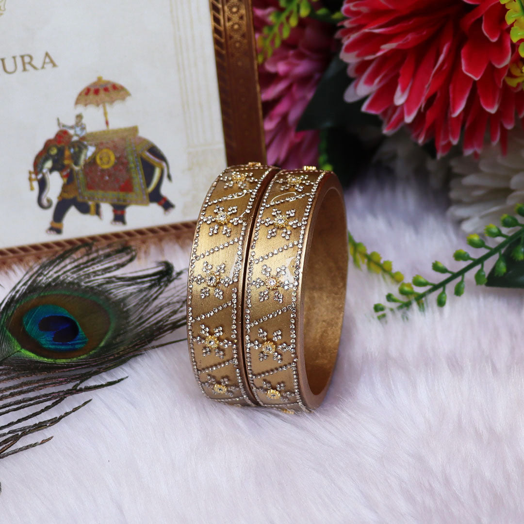Designer Lac Bangles For Girls in Rhinestones Design