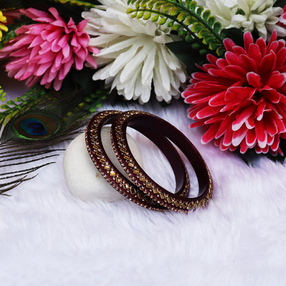 Traditional Kundan Lac Bangadi Bangles (Pack of 2)