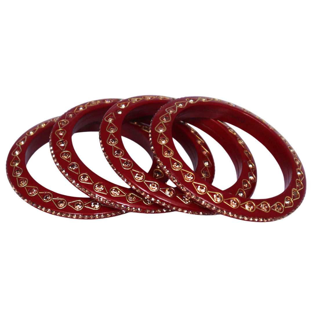 Lac Bangles Premium Rhinestone Bangadi Set for Women